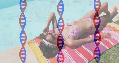Summer Relaxation by Pool with an Overlay of DNA Graphics