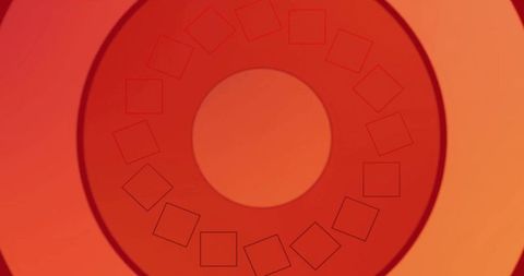 Geometric Shapes Moving on Vibrant Red Background