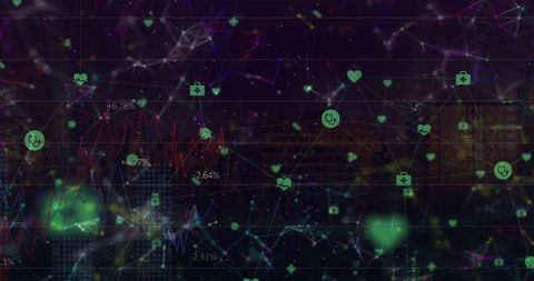 abstract network concept with icons on dark background - Download Free Stock Images Pikwizard.com