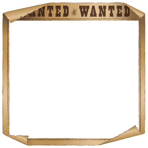 Rustic antiqued wanted poster frame on transparent background