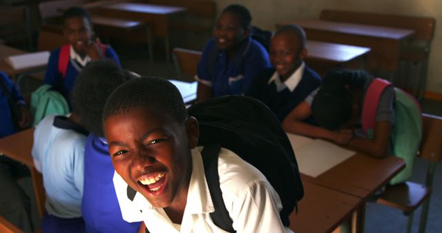 Happy African Schoolchildren in Classroom Laughing Together - Download Free Stock Images Pikwizard.com