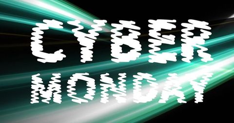 Futuristic cyber monday glitch effect with light streaks