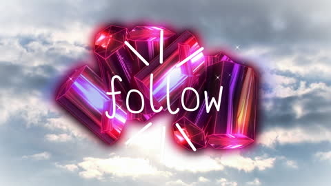 Kaleidoscopic Gemstone Art with Follow Message