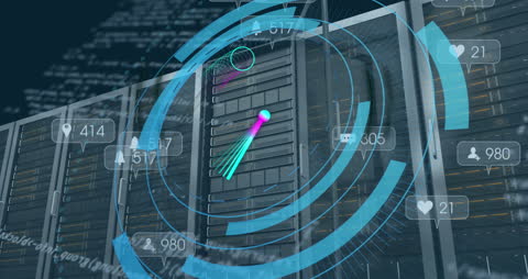 Digital Data Scanning Animation with Social Media Elements