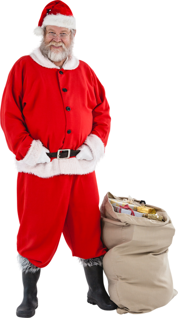 Transparent Santa Claus Standing with a Bag of Gifts - Download Free Stock Videos Pikwizard.com