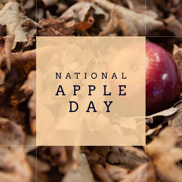 National Apple Day Celebration with Red Apple in Autumn Leaves - Download Free Stock Templates Pikwizard.com