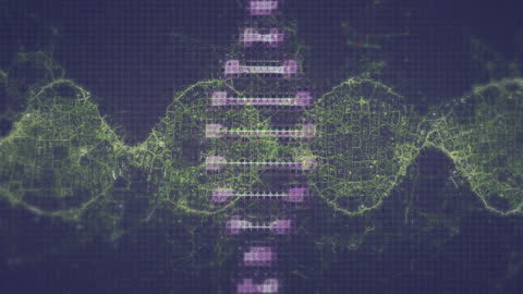 Abstract Digital DNA Structure with Neon Waves