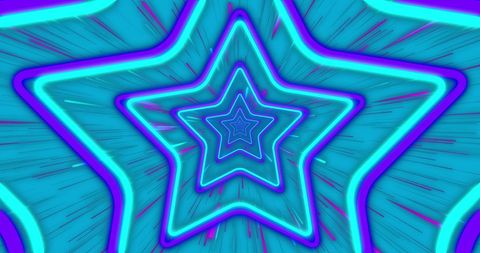 Neon Star Pattern with Vibrant Blue Background
