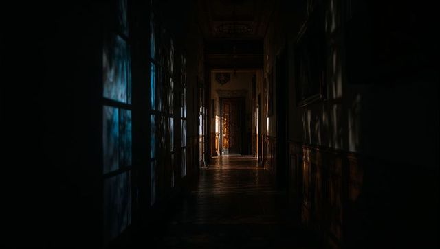 Vintage Mansion Hallway Illuminated by Sunlight