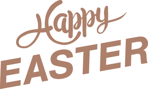 Happy Easter Text Typography on Transparent Background