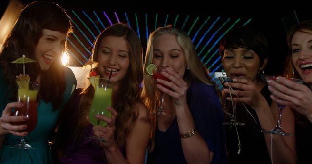 Group of Women Enjoying Cocktails at Party - Download Free Stock Images Pikwizard.com