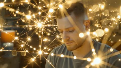 Man Reflecting as Neural Glowing Network Illuminates