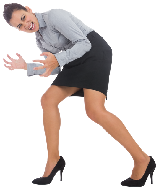 Furious Businesswoman Leaning Over on Transparent Background - Download Free Stock Videos Pikwizard.com