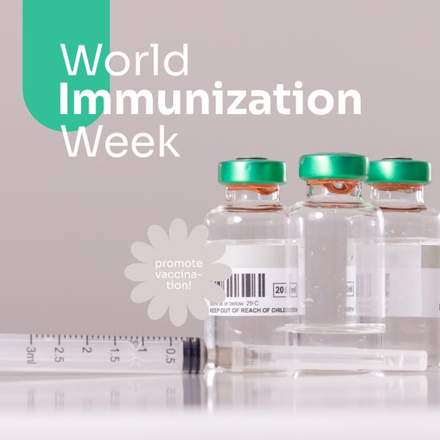 World Immunization Week Awareness with Syringe and Vaccine Vials - Download Free Stock Templates Pikwizard.com