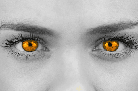 striking female with transparent bright orange eyes close-up - Download Free Stock Videos Pikwizard.com