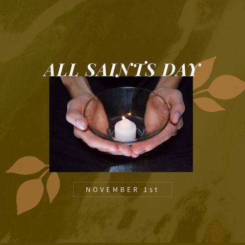 all saints day candle in hands on dark background - Download Free Stock Templates Pikwizard.com