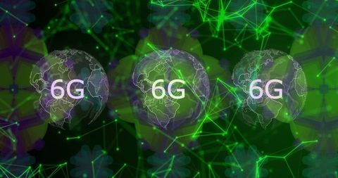 Futuristic 6G Technology with Network Connectivity Symbols