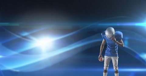 American Football Player with Ball and Dynamic Lights