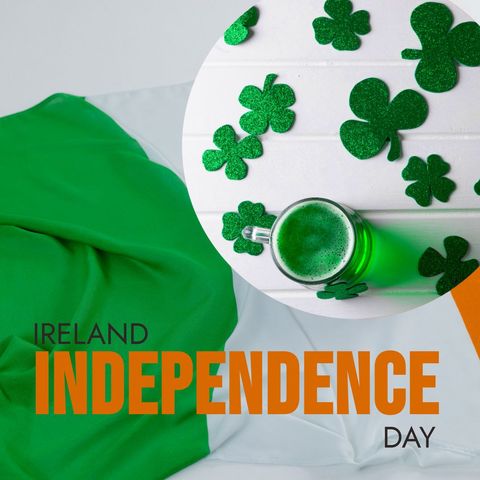 ireland independence day celebration elements on green and white - Download Free Stock Templates Pikwizard.com