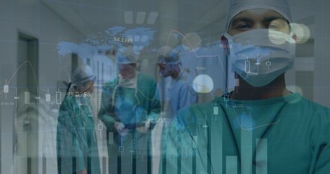 Surgeon with Global Data Visualization Concept