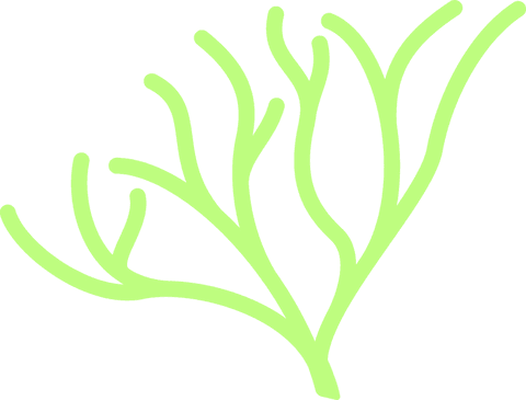 Neon green abstract botanical design on transparent background