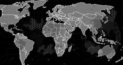 Digital Network Animation on World Map Illustrating Global Connections