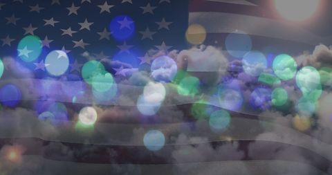 Abstract American Flag with Bokeh Light Effect