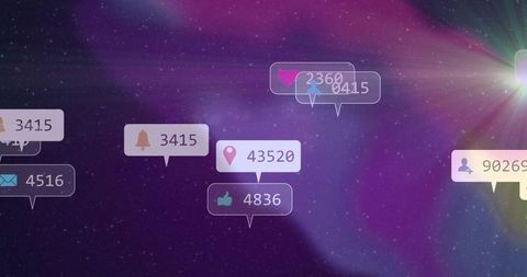 Futuristic Social Media Notifications in Cosmic Space