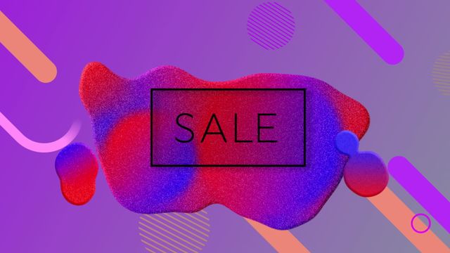 This digitally generated art piece features a sale promotion in a vibrant setting with abstract geometric patterns. It is ideal for marketing and advertisement purposes, particularly for digital platforms seeking a modern and colorful visual with an emphasis on style and contemporary design. Perfect for online sales events or social media campaigns.