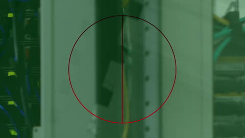 Digital Security Concept Over Server Wires with Red Circle Animation