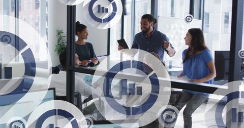 Diverse Business Team Analyzing Global Data Network