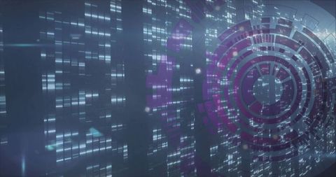 Futuristic hud interface with digital data streams