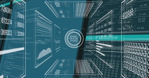 Digital Data Stream with Graphs and Encryption Overlay - Download Free Stock Images Pikwizard.com