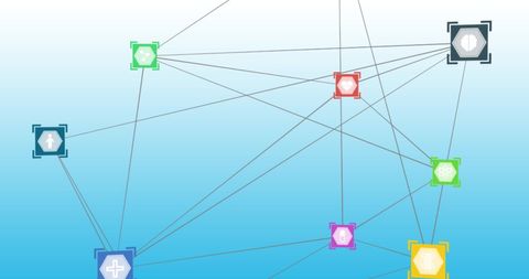 Interconnected medical icons over digital blue background