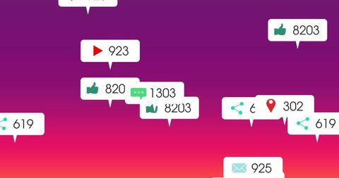 Colorful Social Media Interaction Concept on Gradient Background - Download Free Stock Images Pikwizard.com