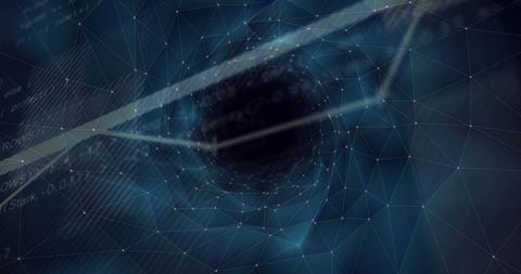 Digital Void with Futuristic Mesh Lines and Code Elements