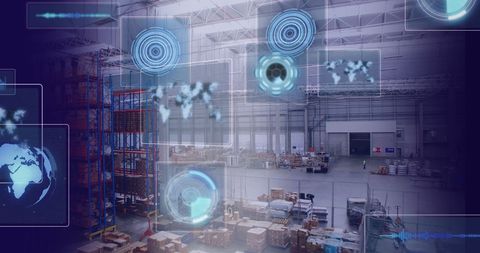 Digital Overlay of Global Connections in Modern Warehouse