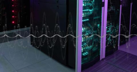Digital Data Waveform Overlapping Server Room - Download Free Stock Images Pikwizard.com