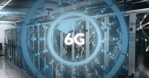 6G Network Technology Concept Over Computer Servers
