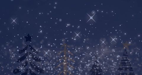 Snowfall Over Christmas Trees in Tranquil Winter Scenery