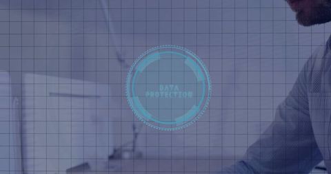 Digital Interface on Office Desk Highlighting Data Protection Concept