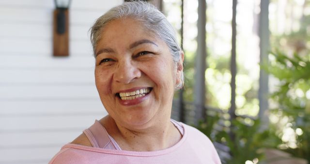 Happy Senior Woman Smiling Outdoors in Casual Clothing - Download Free Stock Images Pikwizard.com