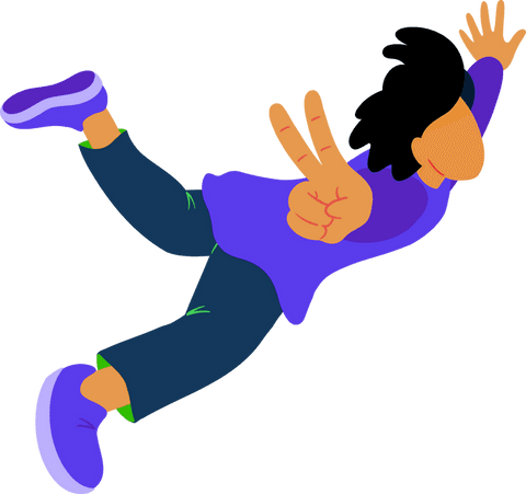 Peaceful Floating Cartoon Character Over Transparent Background