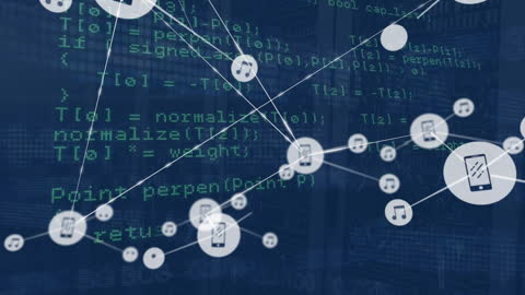 Digital Connection Network Overlaid on Data Processing Code