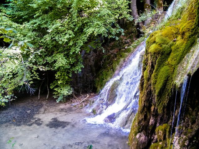 Waterfall Flowing in Serene Forest with Mossy Rocks - Download Free Stock Photos Pikwizard.com
