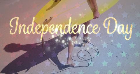 Summer Surfing on Independence Day Celebration Beach