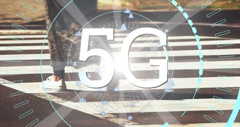 5G Technology Illustrated on Urban Crosswalk Background - Download Free Stock Images Pikwizard.com