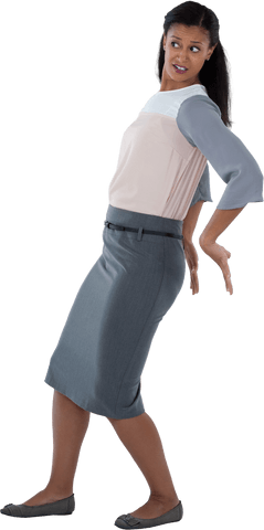 transparent businesswoman pretending to push heavy object - Download Free Stock Videos Pikwizard.com