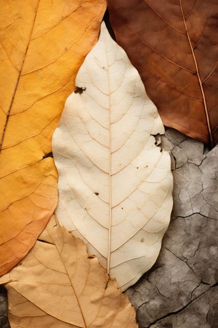 Close-up of Dried Autumn Leaves on Cracked Soil - Download Free Stock Images Pikwizard.com