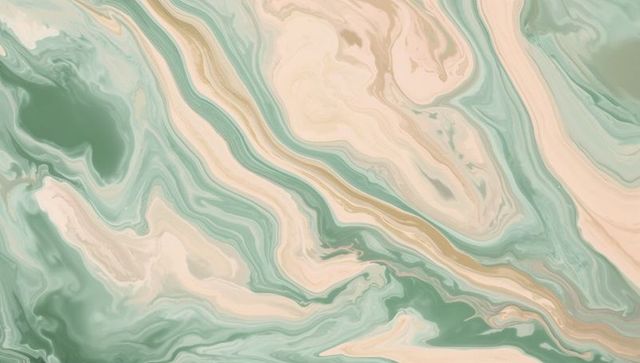 Flowing metallic-gold marbled pattern in sage and cream — elegant pastel fluid art